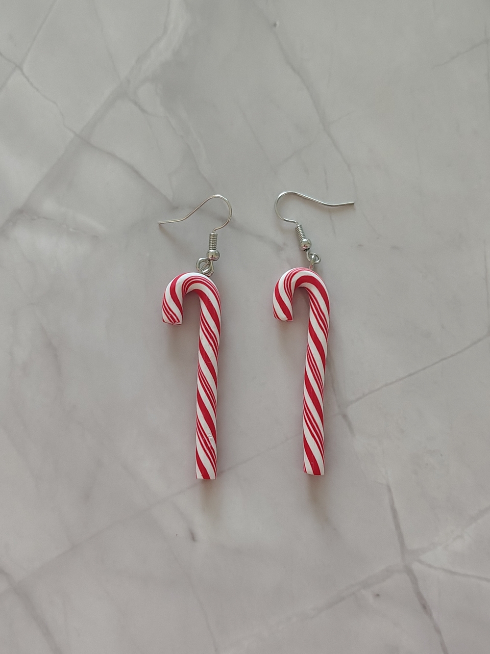 Red Candy Cane Drop Earrings - Holiday Women Jewelry